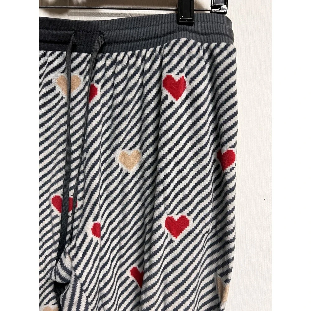 Secret Treasures Womens Large 12-14 Heart Striped Pajama‎ Jogger Pants Black Red